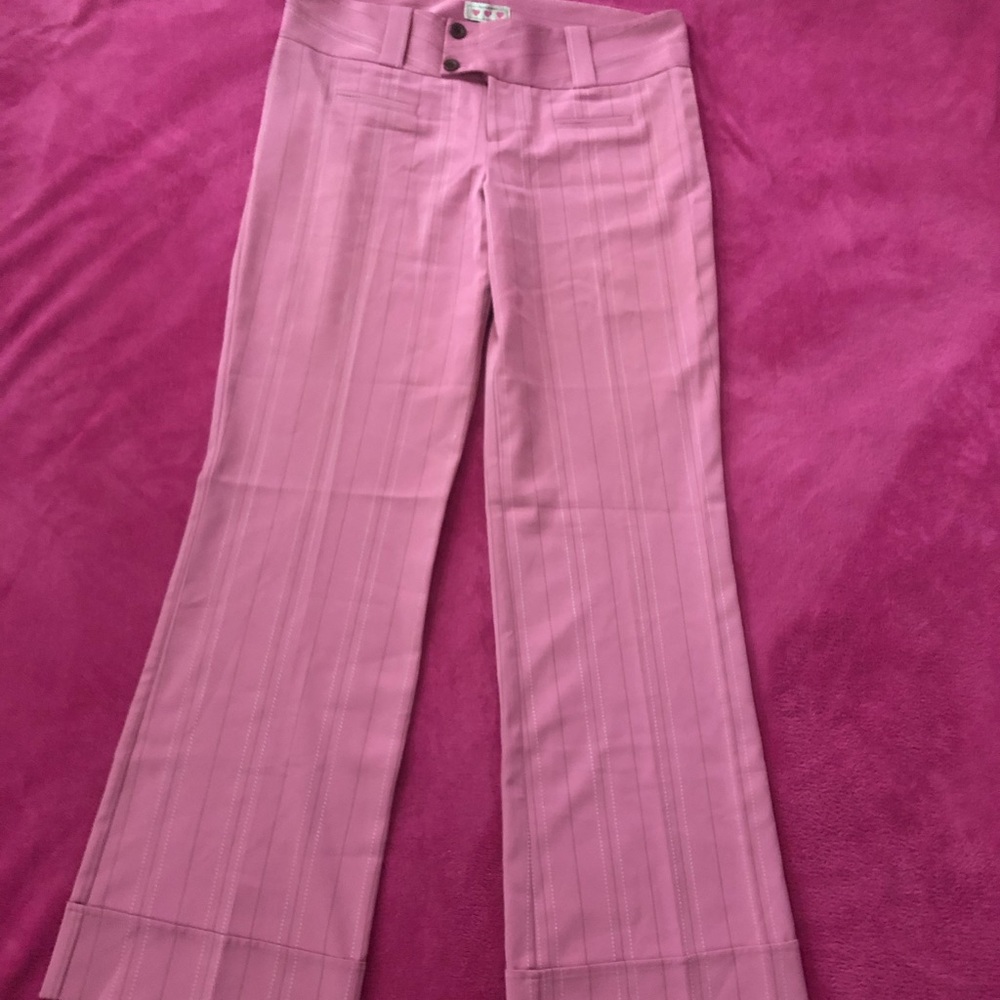Pink Pinstriped Stretch Bootcut Dress Pants Size13